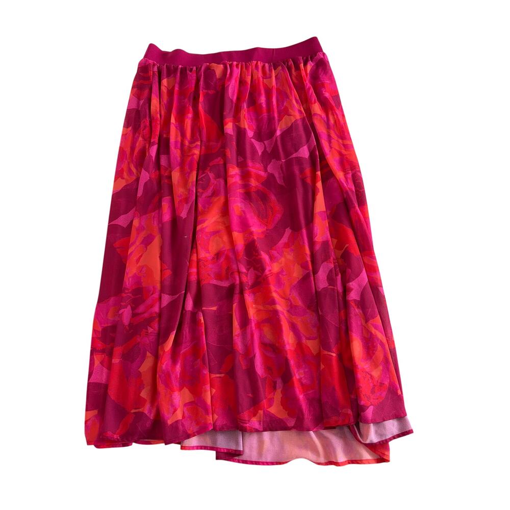 Torrid Maxi Skirt Size 2X Built In Bike Shorts Pink Floral Chiffon Resortwear - Picture 2 of 7